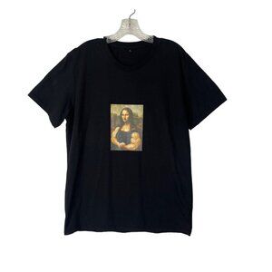 Shein Graphic Tshirt Mona Lisa With Muscles Womens Large Black Short Sleeves